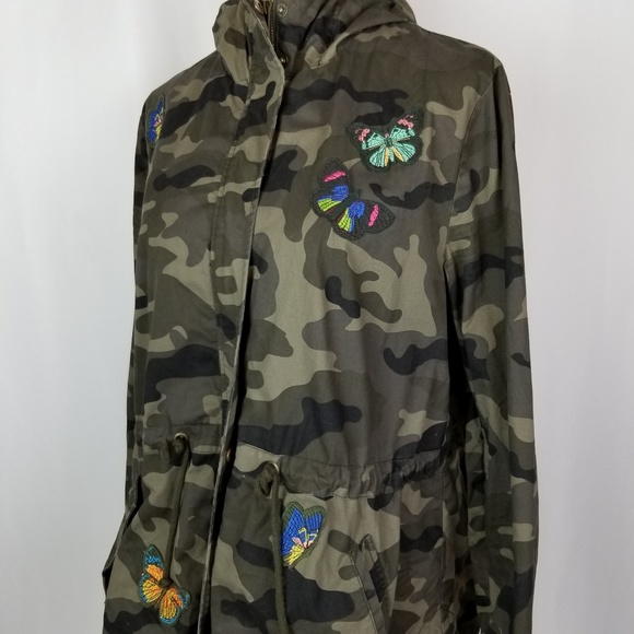 Love Tree Jackets & Blazers - Love Tree Butterfly Embroidered Camoflauge Jacket